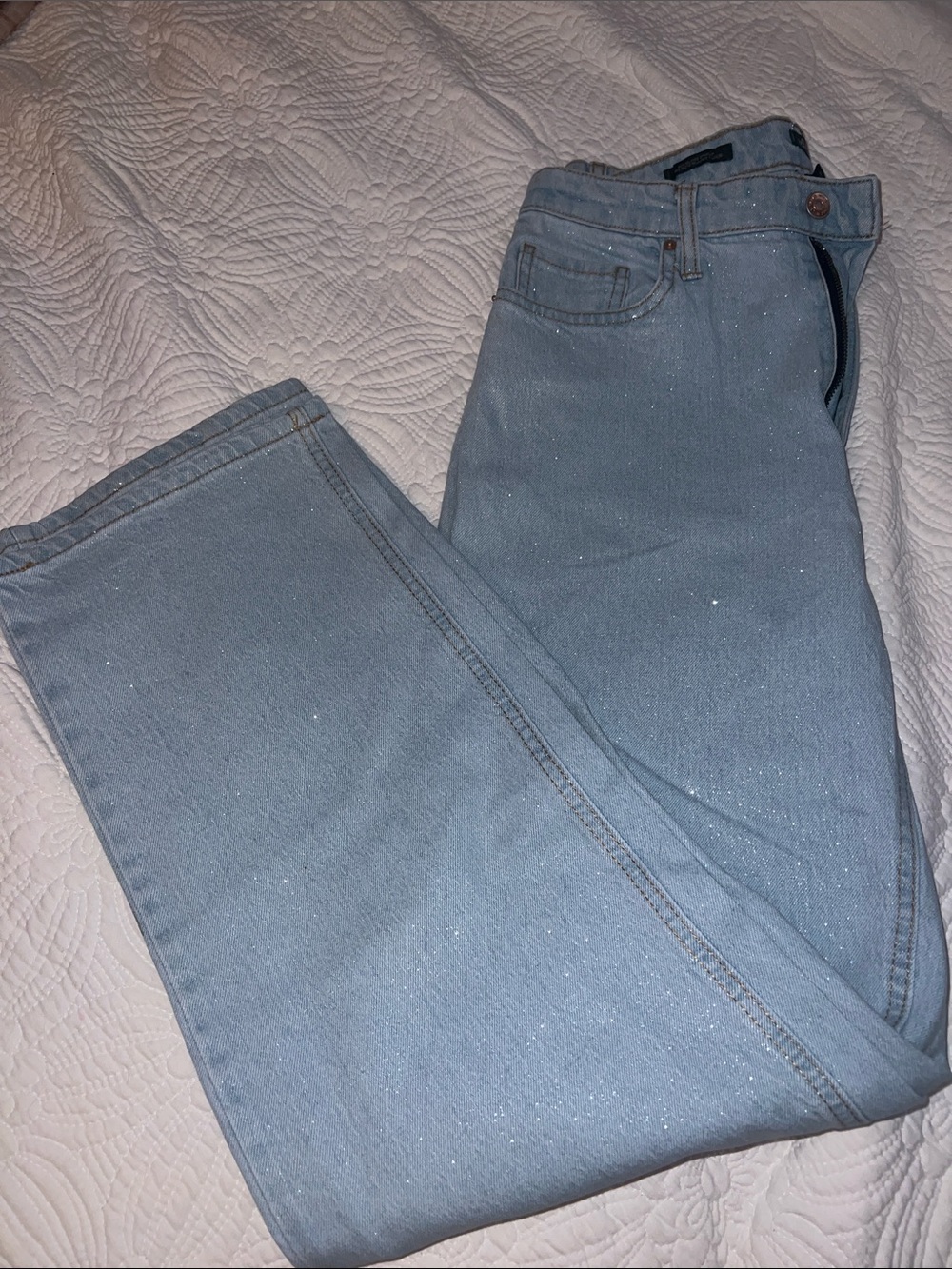 wild fable Light Blue Wide Leg Jeans with Subtle Sparkle